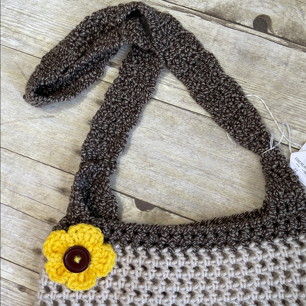 Market Bag Hand Crafted Crochet W Sunflower - Picture 4 of 8